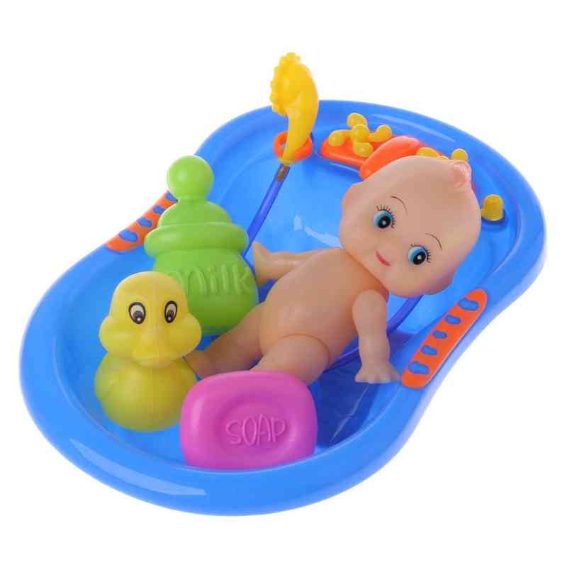 Miniature Bathtub Set With Baby Doll- Water Floating