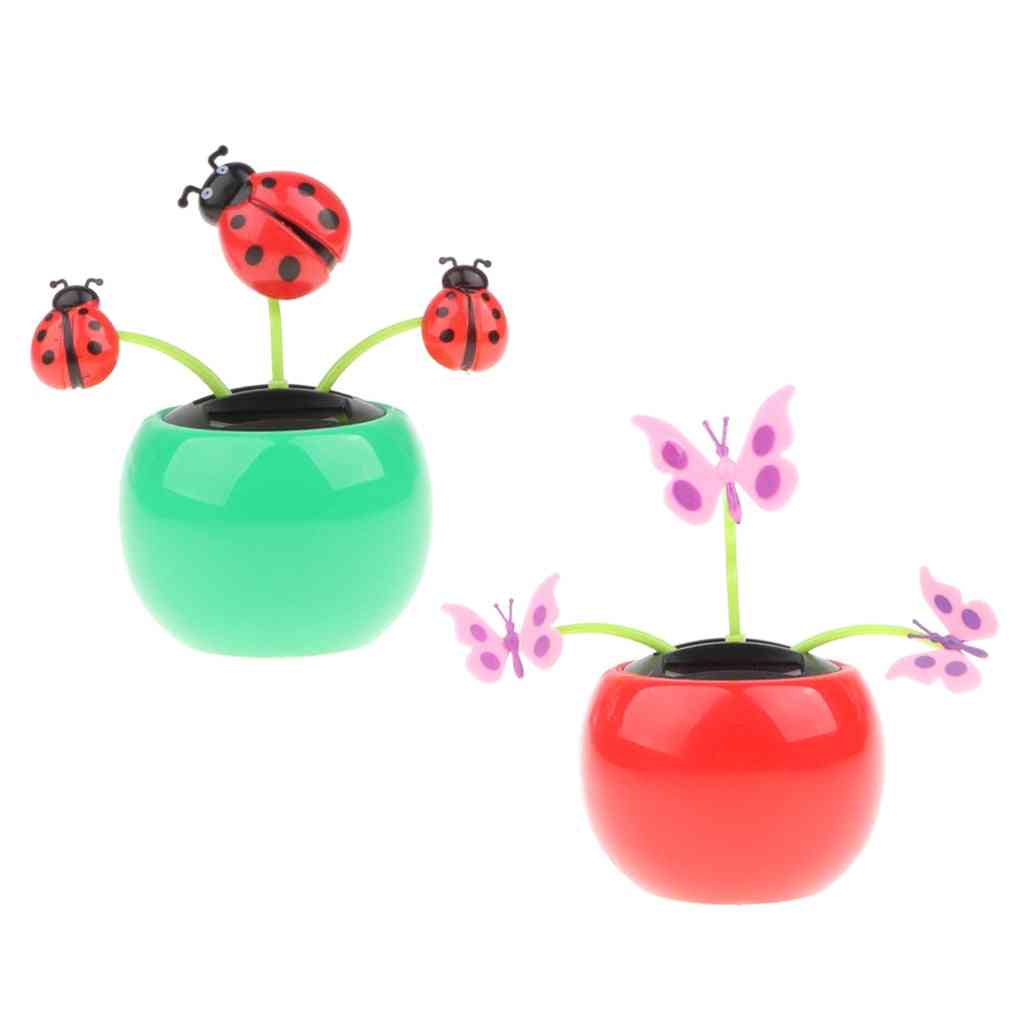 Napenergiával működő virág rovar tánc baba játék, dekor pillangó hölgy bug