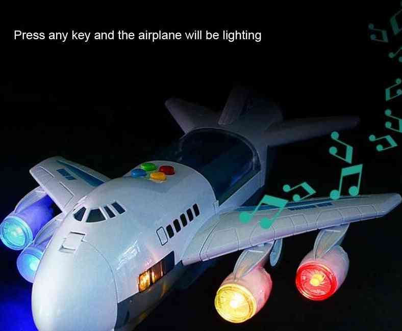 Trilha de simulação infantil inércia avião música stroy, diecasts de aviões leves e brinquedos de aviões de passageiros de veículos