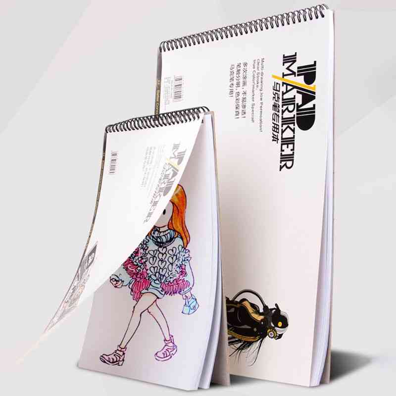 Professional Spiral Sketch Notepad Book, Painting Drawing Marker Paper Pad