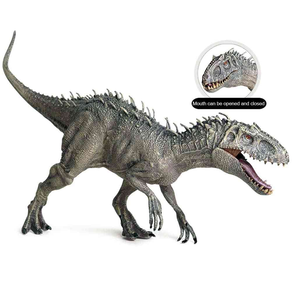 Muovinen jurassic indominus rex -toimintahahmot avaa suu dinosaurus, maailman eläinten malli lasten leluja lapsille (monivärinen)