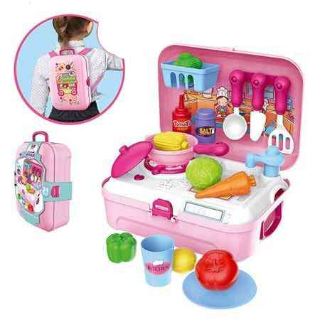детски ролеви играчки за къщи, преносима пластмасова раница, кухня за готвене, лекарски комплект за бебе / деца