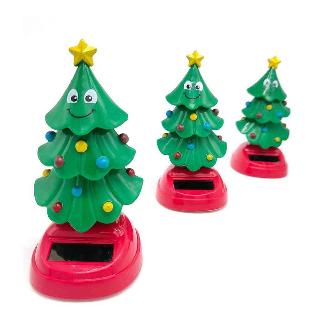 Dansende legetøj soldrevet svingende juletræ ryster hoved dukker bil boligindretning (grøn)