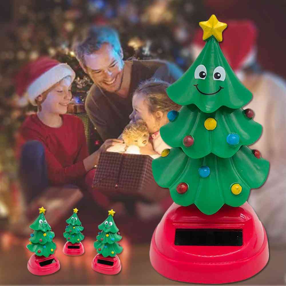Dancing Toy Solar Powered Swinging Christmas Tree Shaking Head Dolls Car Decoration
