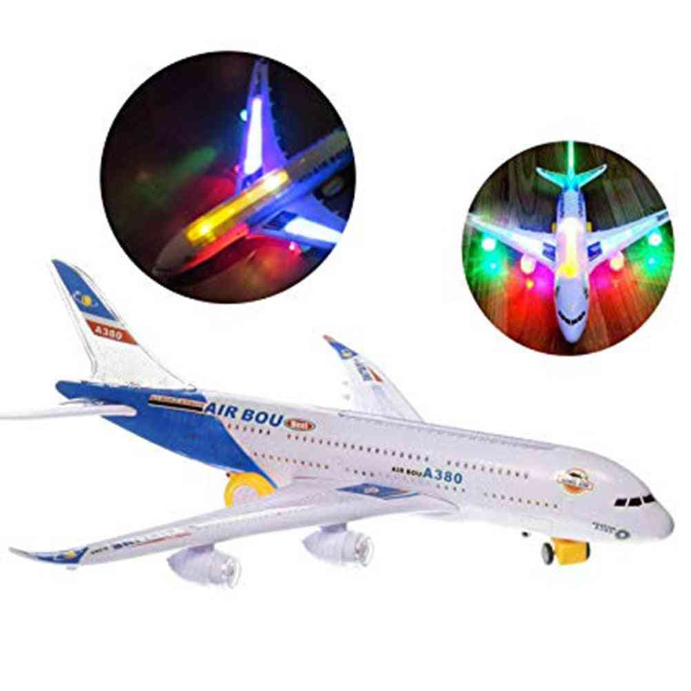 Elektrisk leketøy for barn, flyfly med lys og lyder - for og, sikkerhetsplastfly (hvitt)