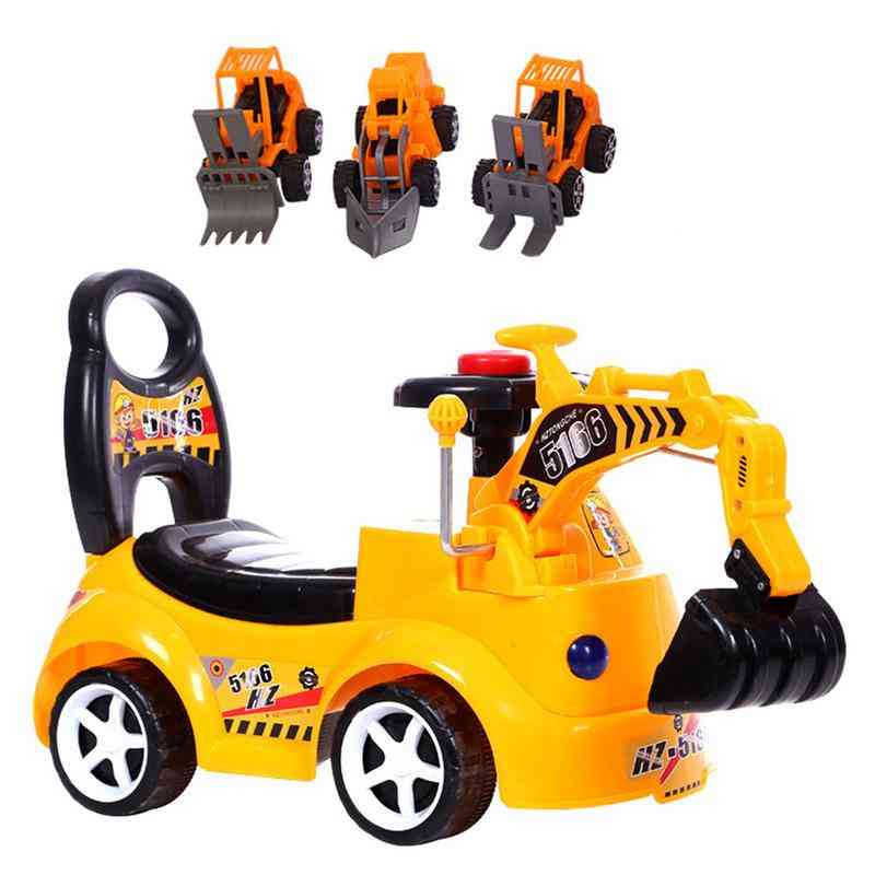 Jucărie pentru excavator electric-scuter pentru copii cu model de mașină de inginerie muzicală