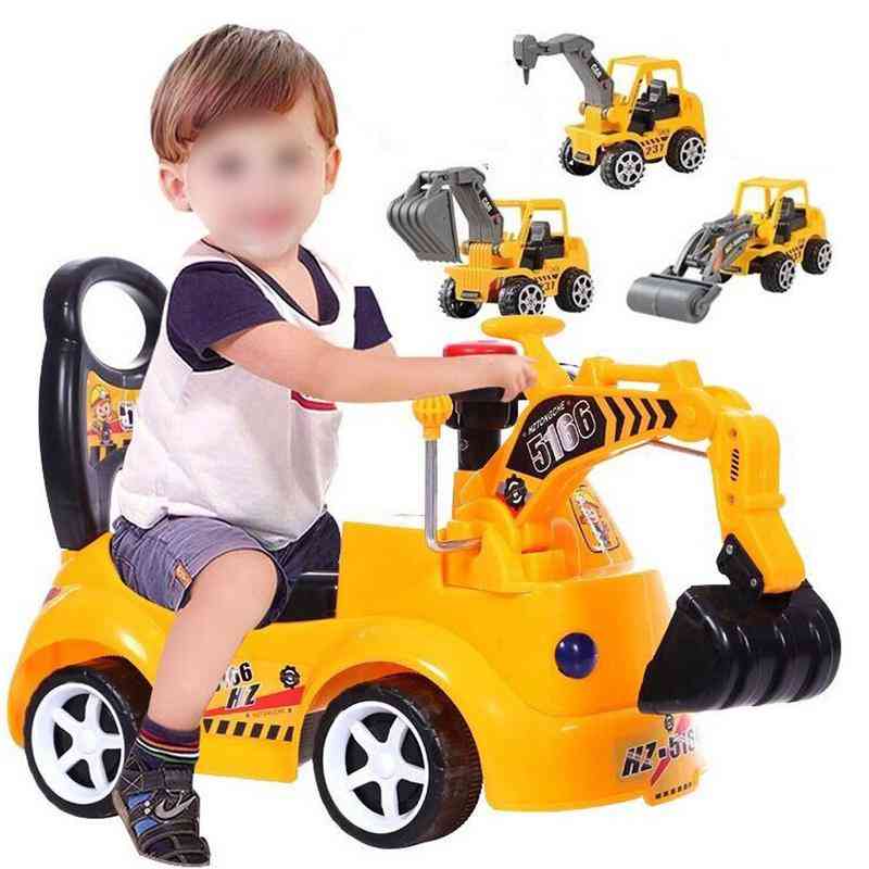 Children's Electric Excavator-scooter Toy With Music Engineering Car Model