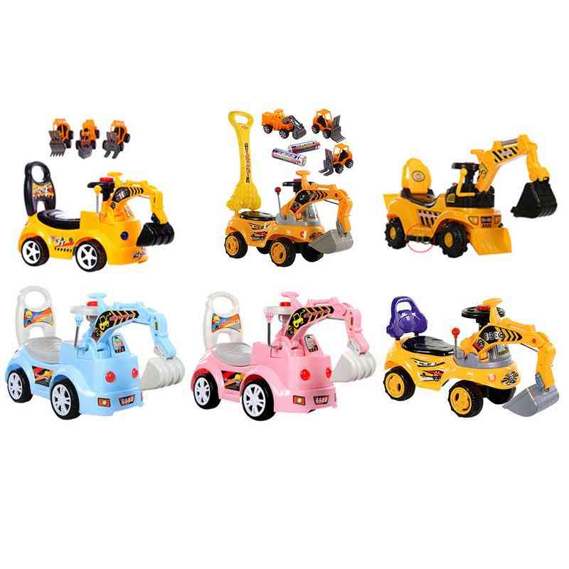 Children's Electric Excavator-scooter Toy With Music Engineering Car Model