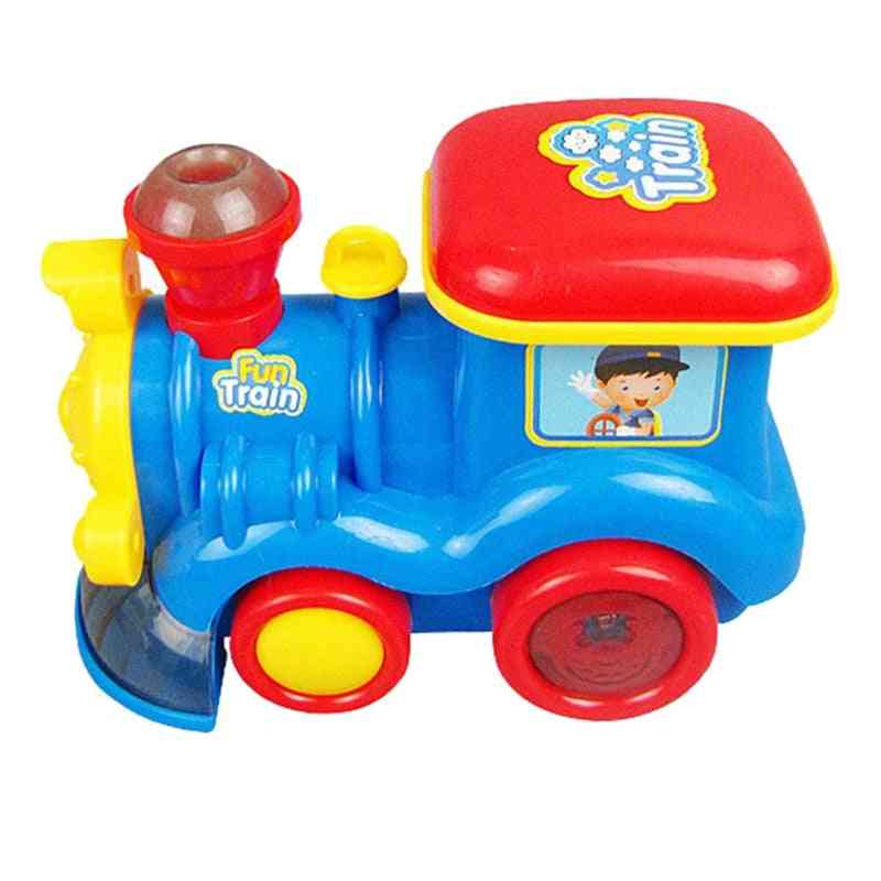 Locomotiva de trem a vapor para crianças clássico carro de brinquedo movido a bateria com fumaça, luzes e som