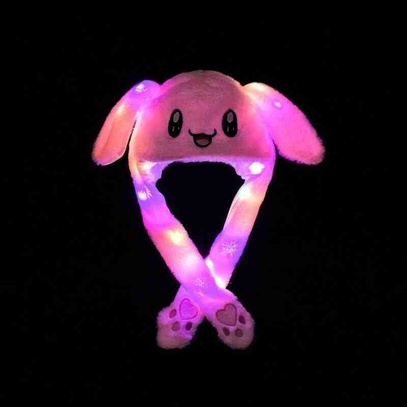 Cuddly Moving Ear Rabbit/panda Hat Toy With Led Light