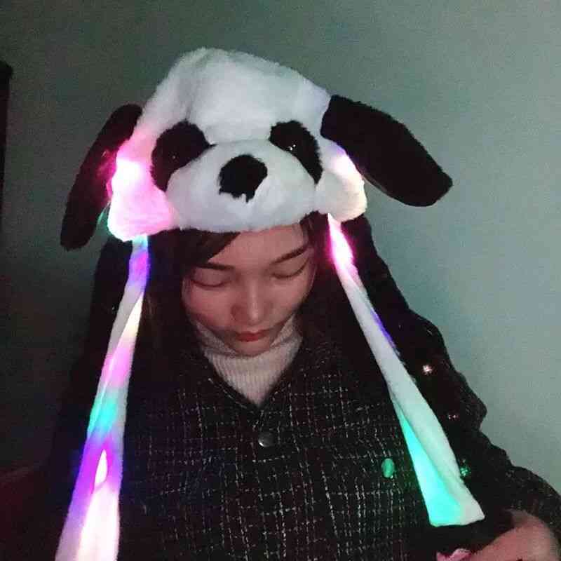 Koselig bevegelig ørekanin / panda lue med led lys