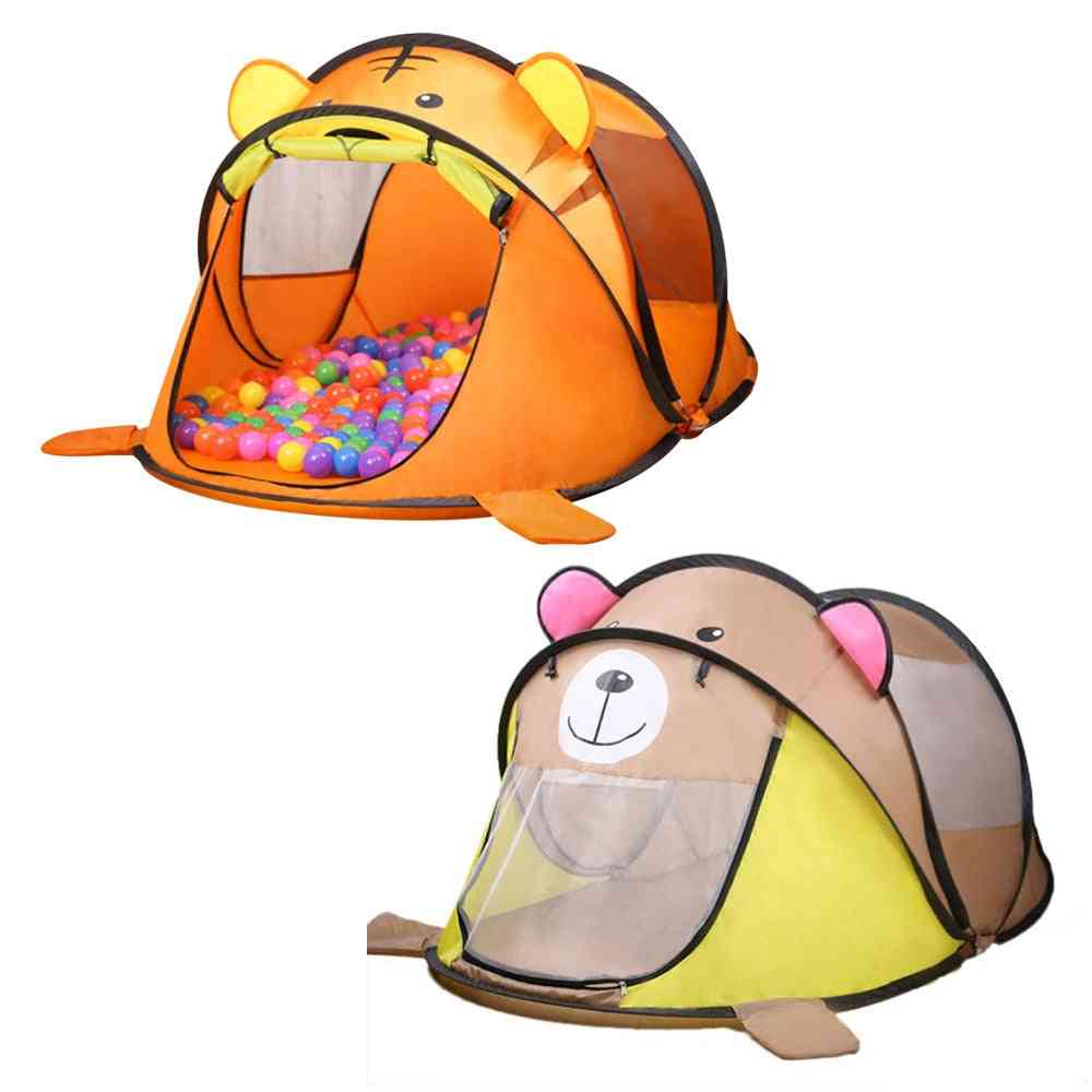 Portable Cartoon Animal Design, Large Pop-up Toy Tent, Balls And Flags For Kids