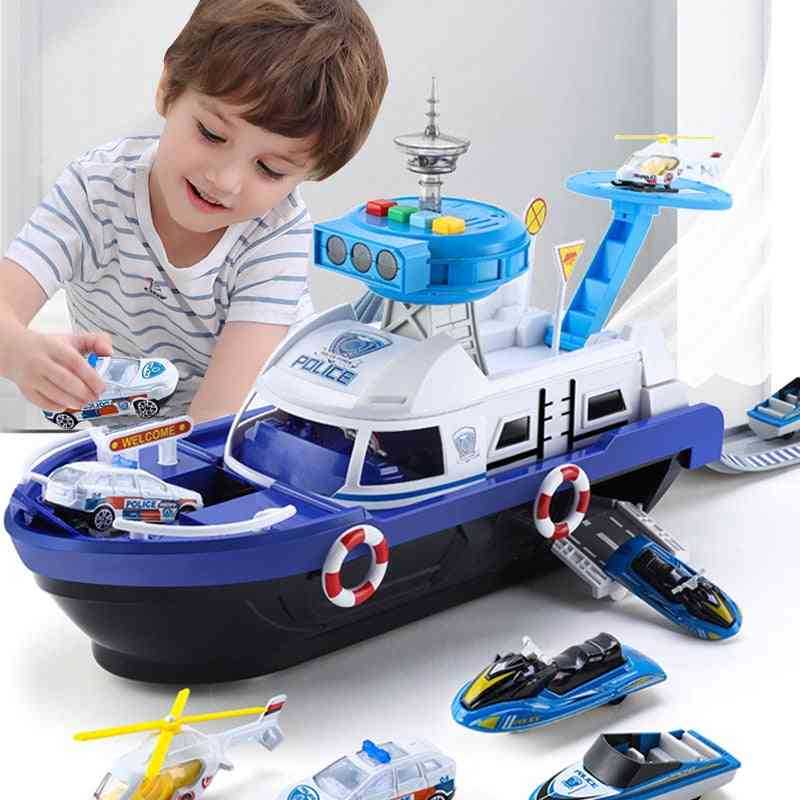 Simuleringsspor inerti båd diecasts og køretøjer musikhistorie lys legetøj, skib model bil parkering drenge legetøj