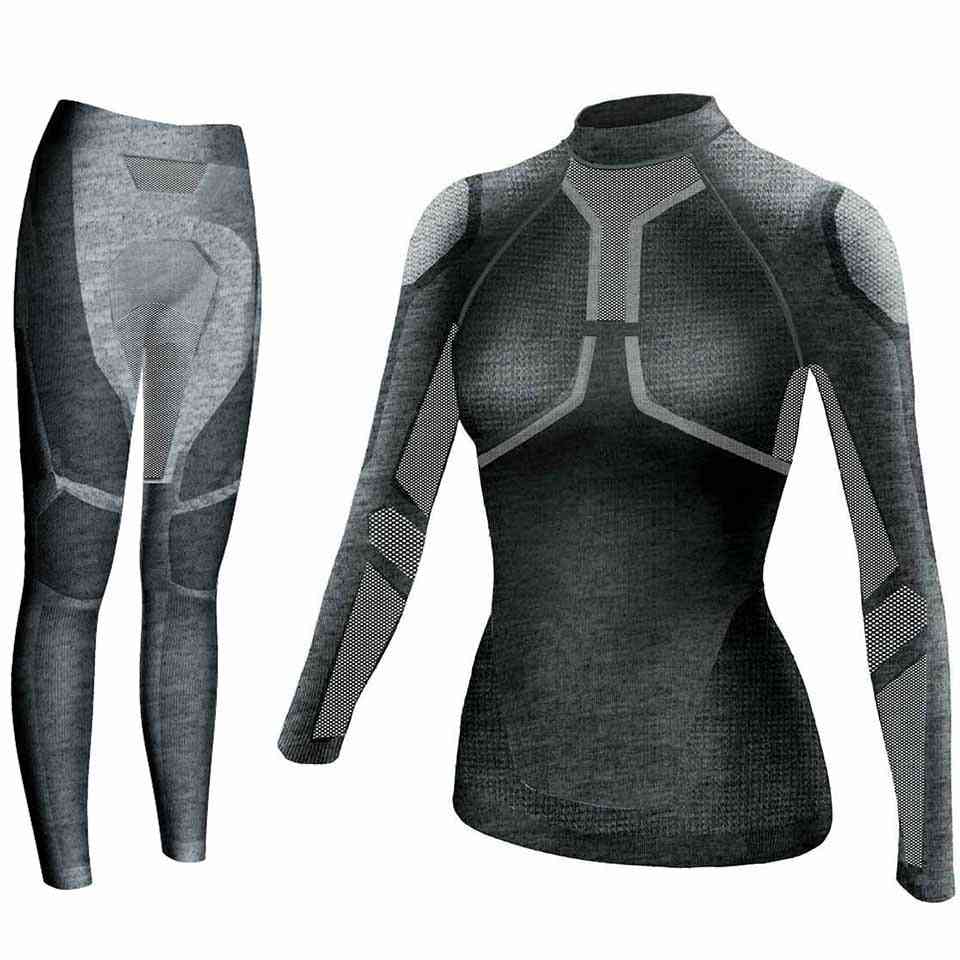Set di biancheria intima termica da donna - magliette strette per il fitness a compressione con funzione di asciugatura rapida