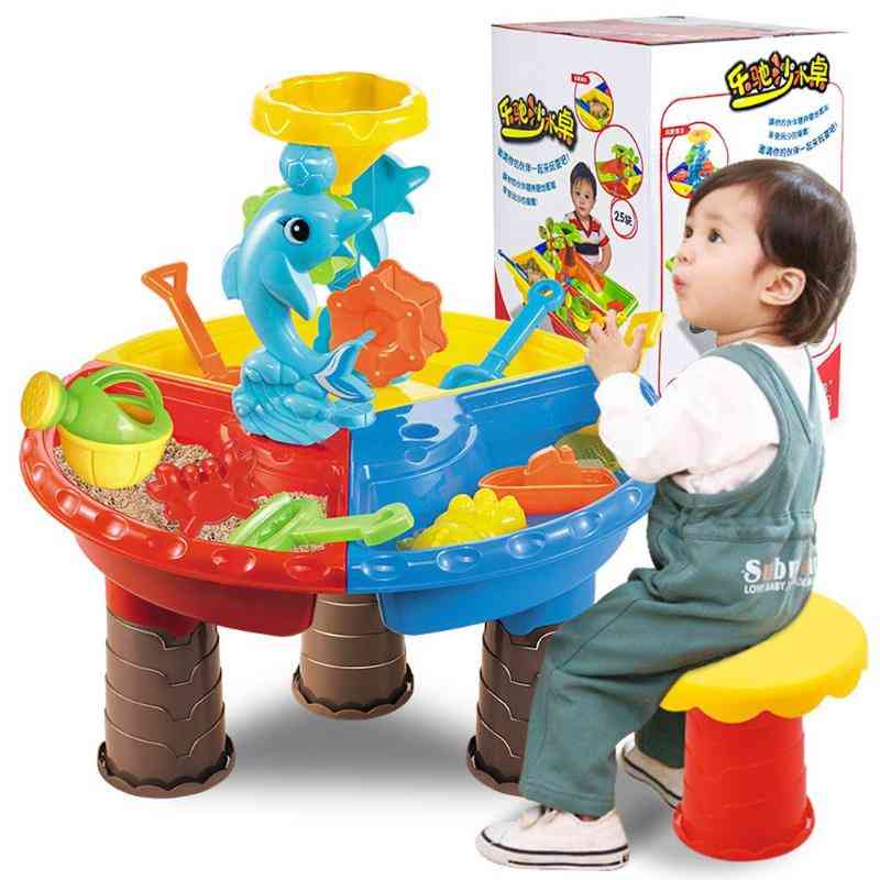 Outdoor Summer Beach Sandpit Toy, Sand-bucket Water Wheel Table