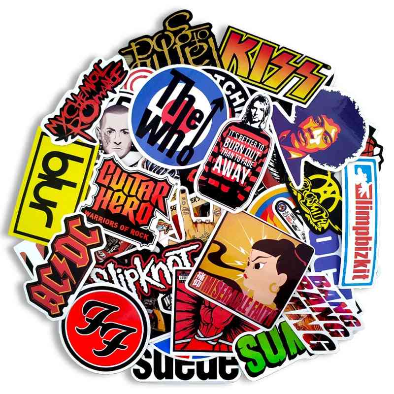 Rock And Roll Music Retro Band Stickers