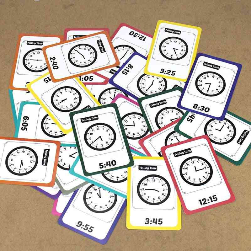 Temps d'apprentissage de bébé / réveil, cartes flash montessori de gestion de la vie pour carte éducative cognitive -