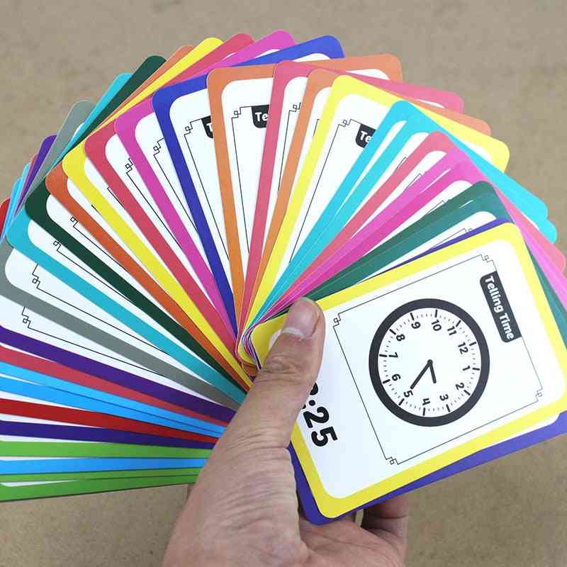 Tiempo de aprendizaje del bebé / reloj despertador, tarjetas flash montessori de gestión de la vida para tarjeta educativa cognitiva -