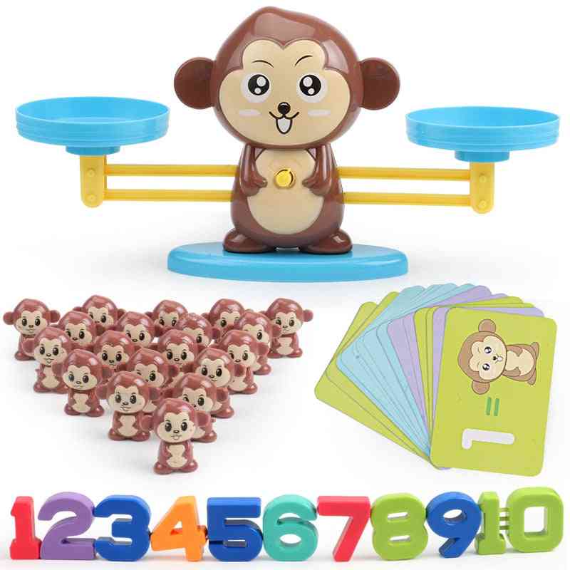Montessori abe digital matematik balance skala, pædagogisk balance skala antal brætspil børn læring legetøj