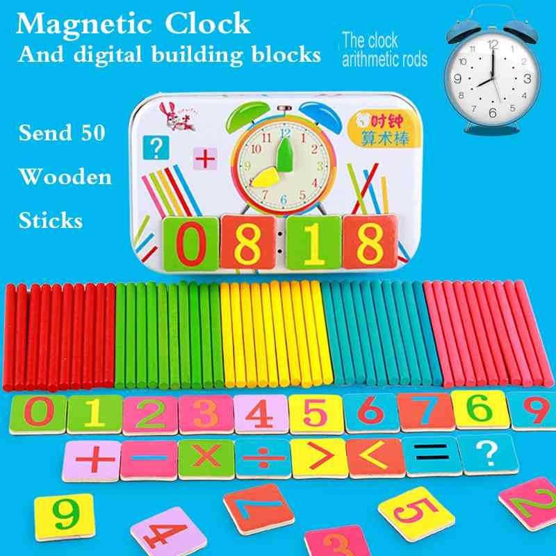 Education Montessori Box ,digital Clock Math Number Counting Baby Kids