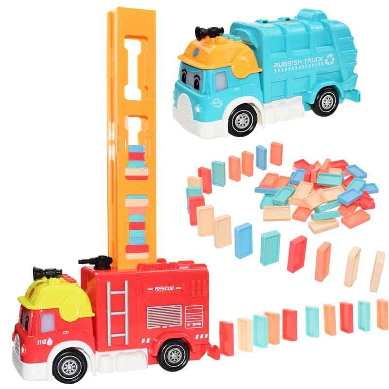 Automatisk mursten togvogn sæt lyd / lys / farverigt plastik legetøj til børn