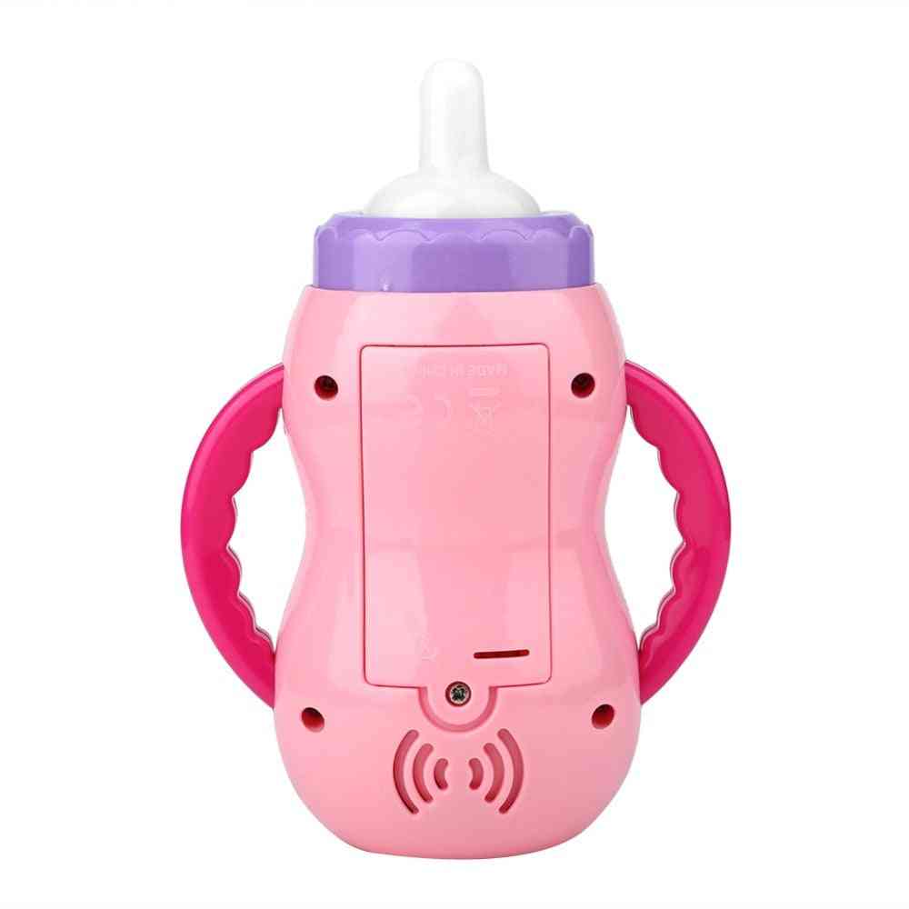 Børn lyd mælkeflaske legetøj - sikker musik lys mælkeflaske, musikalsk lærings pædagogisk legetøj til børn fodringsværktøj - hvid