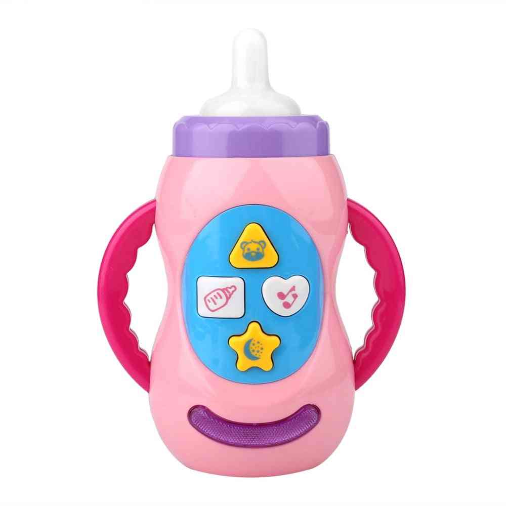Børn lyd mælkeflaske legetøj - sikker musik lys mælkeflaske, musikalsk lærings pædagogisk legetøj til børn fodringsværktøj - hvid