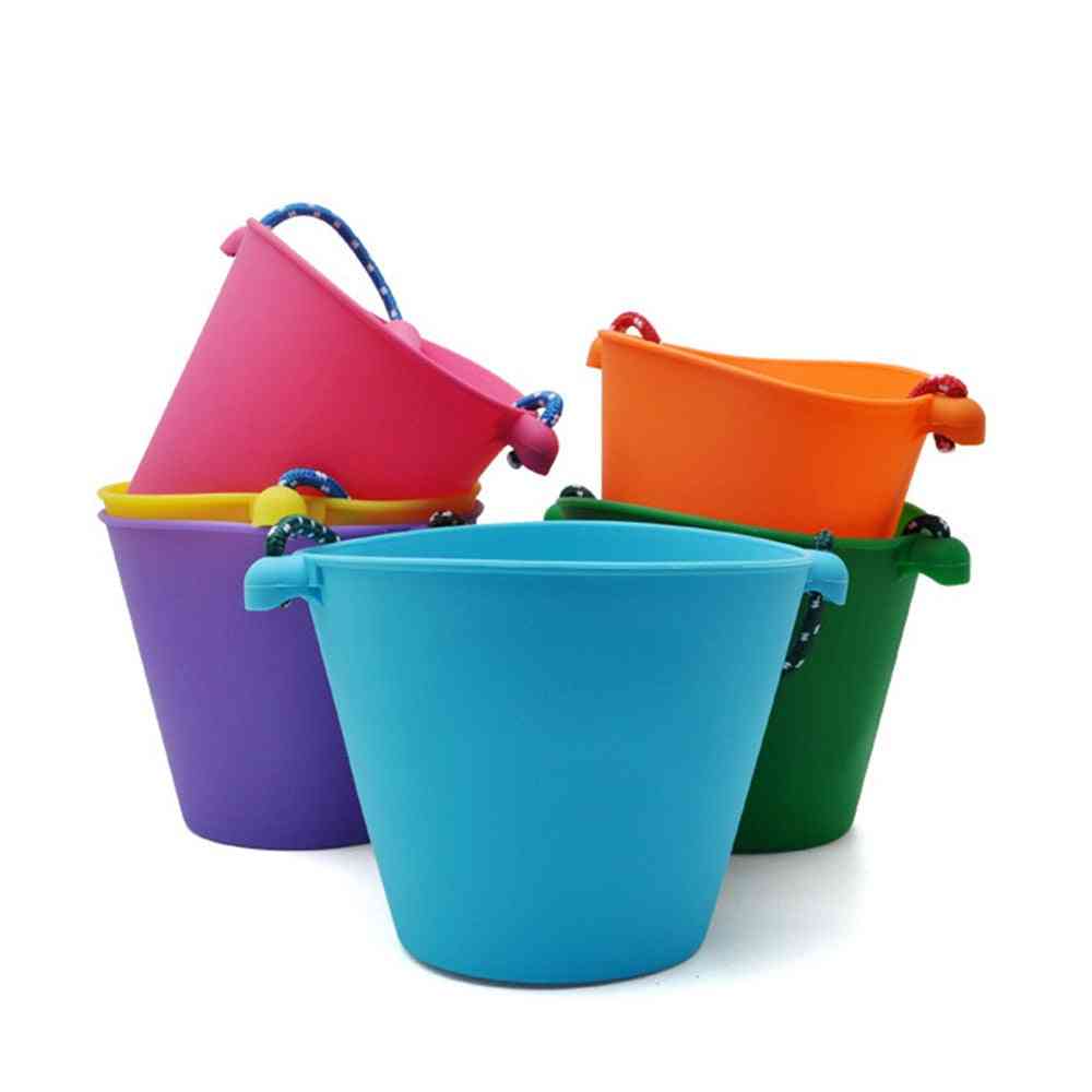 Children Silicone Folding Hand Bucket For- Bath Sand Play
