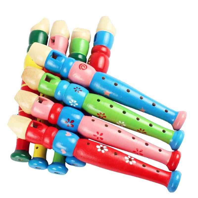 Tromba in legno colorato, tromba, tromba, strumento musicale per bambini (colore casuale) -