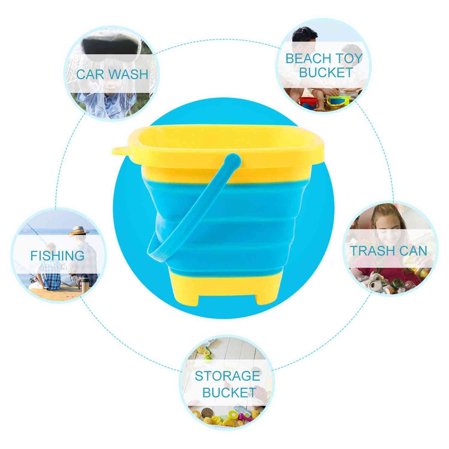 Portable Silicone Foldable Sand Bucket Beach Water Play Toy