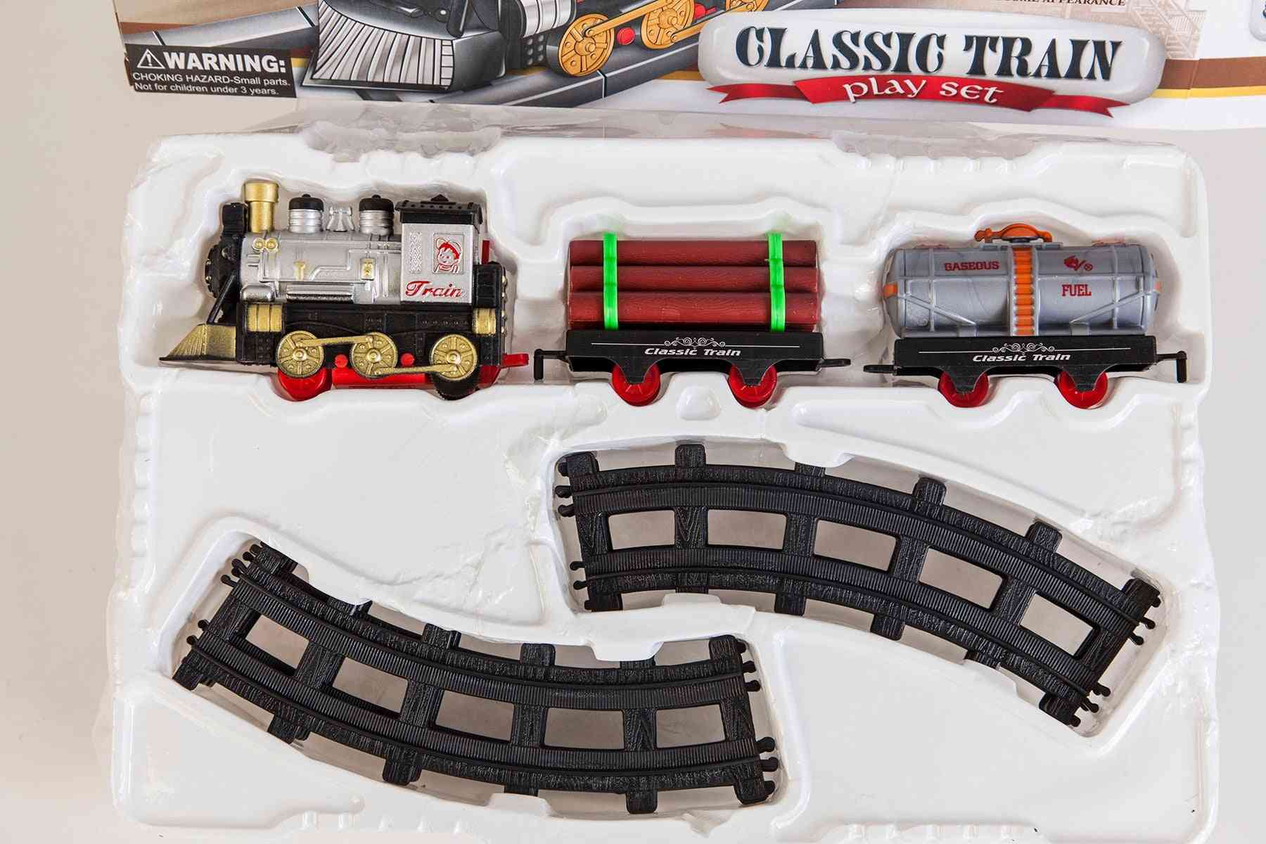 11pc klasická vlaková souprava napájená z baterie - lokomotivní hračka pro děti