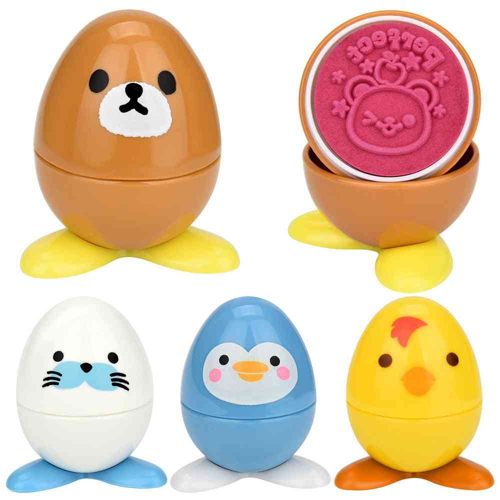 Cute Cartoon Egg Shaped Assorted Stampers With Cute Expression