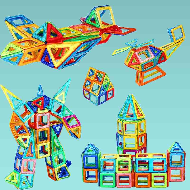 Marime mare design pătrat magnetic clădire constructie blocuri jucării pentru bebeluș Crăciun cadou de ziua de naștere (multicolor)