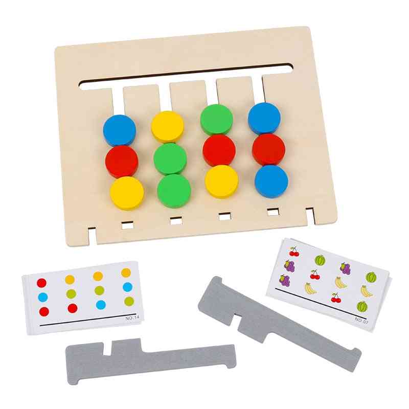 Asociere pe două fețe, culoare și fructe, jucării din lemn pentru pregătirea raționamentului logic pentru copii