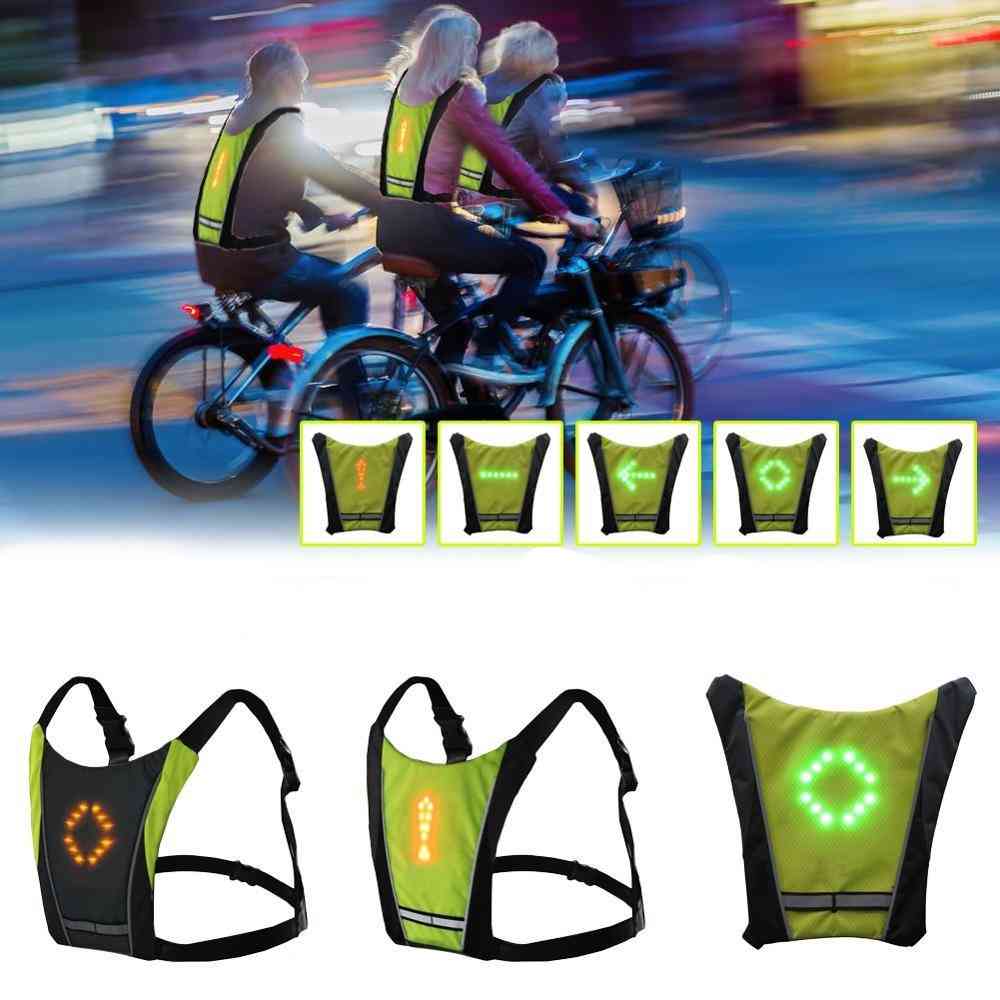 Led Wireless Cycling 20l Mtb Bike Bag Safety Turn Signal Light, Bicycle Reflective Warning Vest