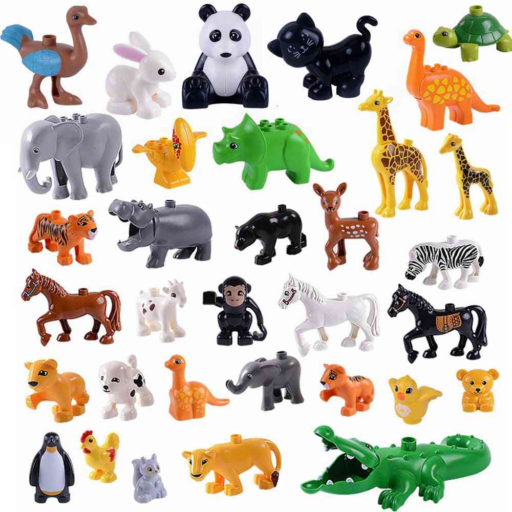 Glade dyr zoo får, figurer legetøj til børn - lysegrå