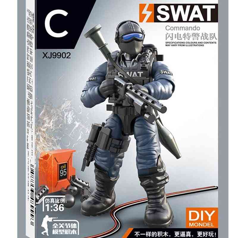 Mini Soldier Set, Swat Special Police Figurines With Building Blocks