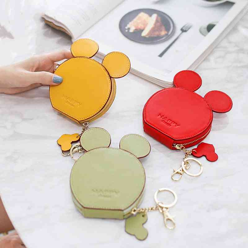 Mickey Mouse Cartoon Design, Coin Bag And Keychain With Pendant