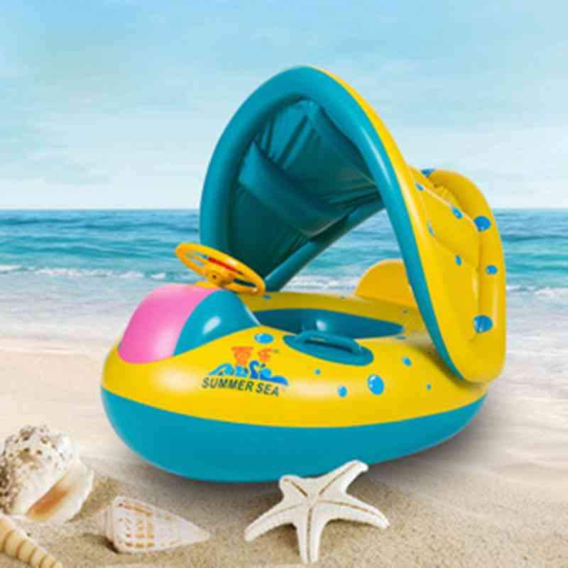צף טבעת שחייה לתינוק, ילדים בבריכה - סירת מושב שמשייה מתכווננת שחייה לתינוקות בטיחות ילדה (01)