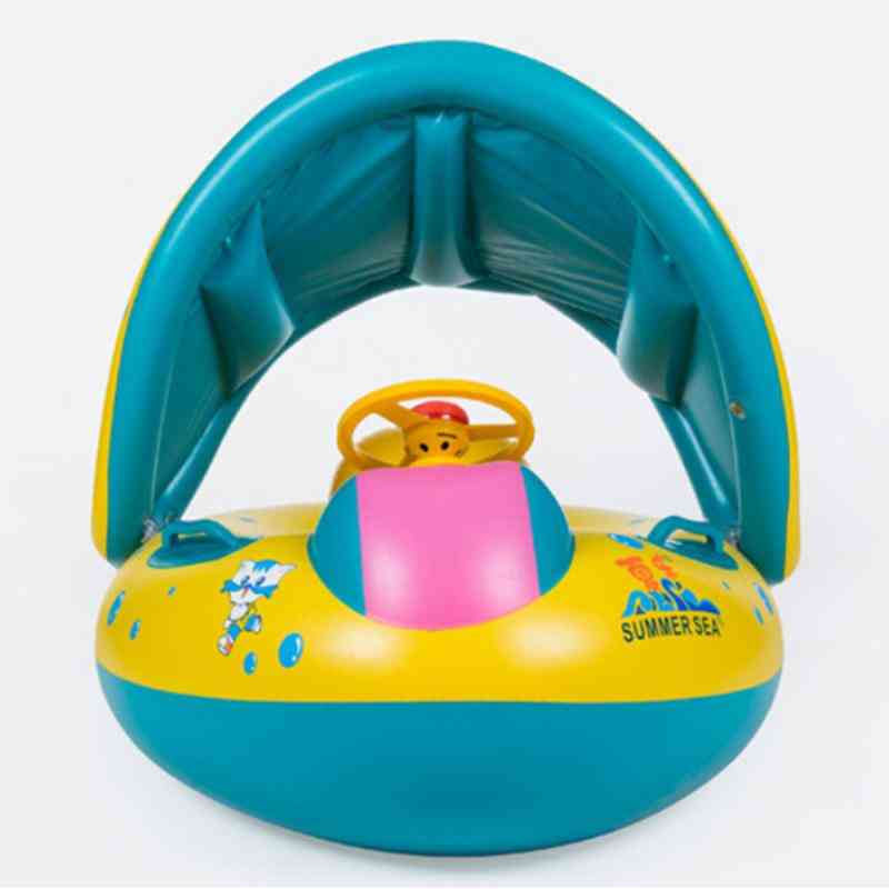 Pływak do pływania dla dzieci, basen dzieci-chłopcy bezpieczeństwo niemowlę pływanie regulowana osłona przeciwsłoneczna łódź (01)