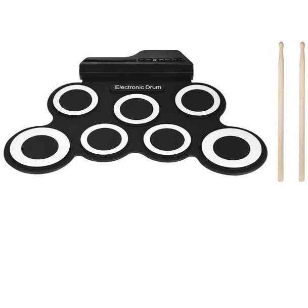 Portable Electronic Drum Set With Drum Sticks And Foot Pedal