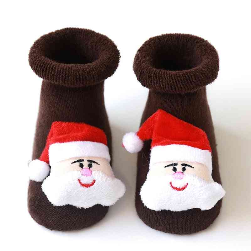 сладки бебешки коледни чорапи памучни хавлиени чорапи Санта