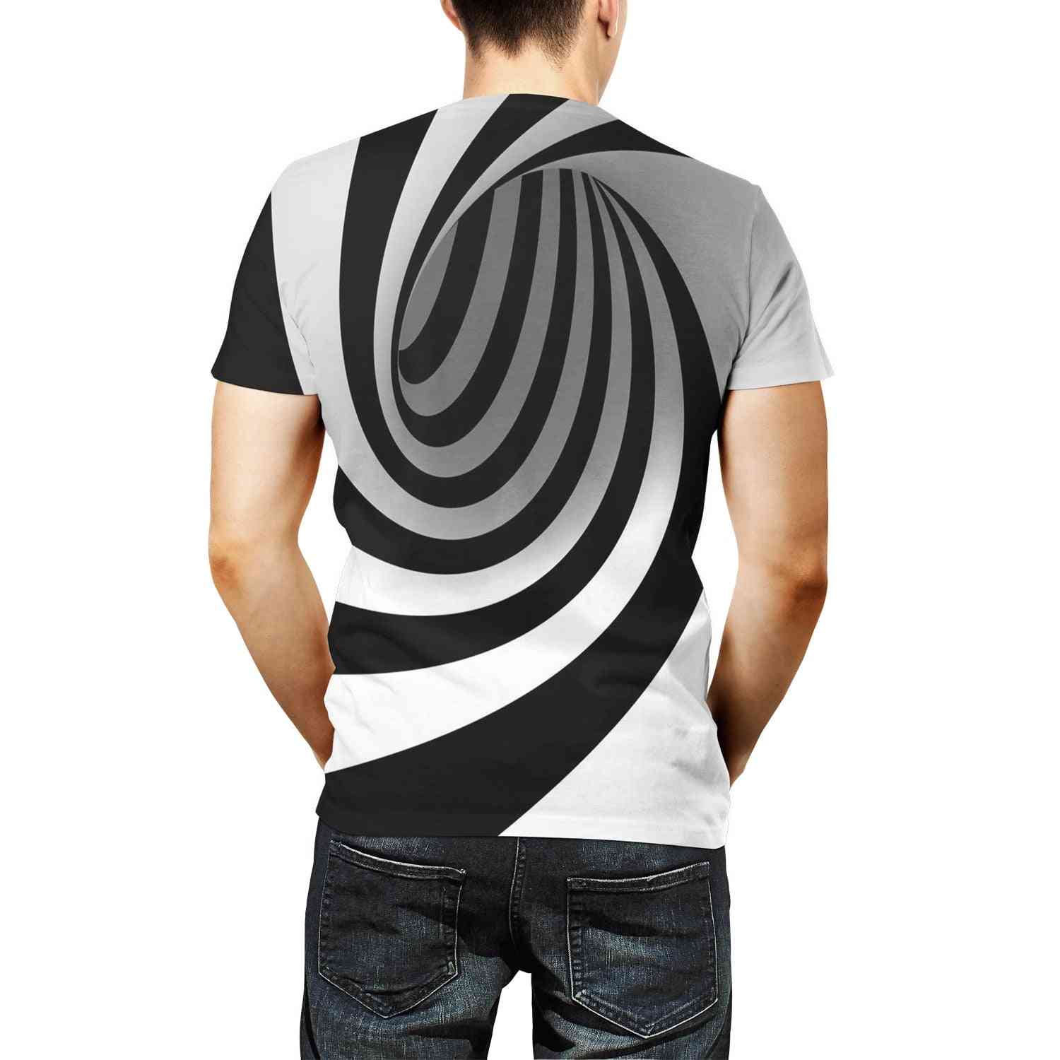 Camiseta con estampado 3d gráfico de rayas manga corta unisex