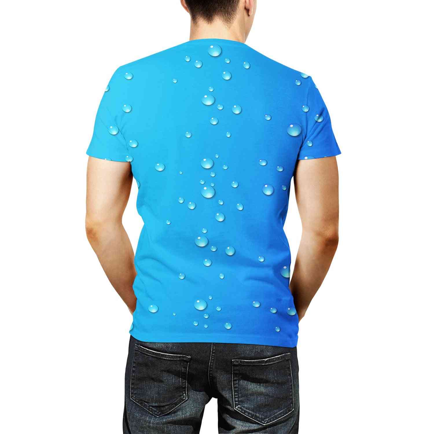 Maglietta estiva da uomo con stampa 3d gocce d'acqua