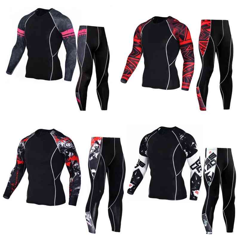 Man Sport Thermal Underwear Set, Compression Suit Cycling Jogger Set Rashguard Kit