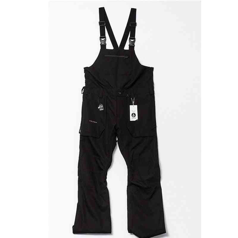 Pánské lyžařské kalhoty s popruhy černé khaki vodotěsné kombinézy široké kalhoty dlouhé kalhoty