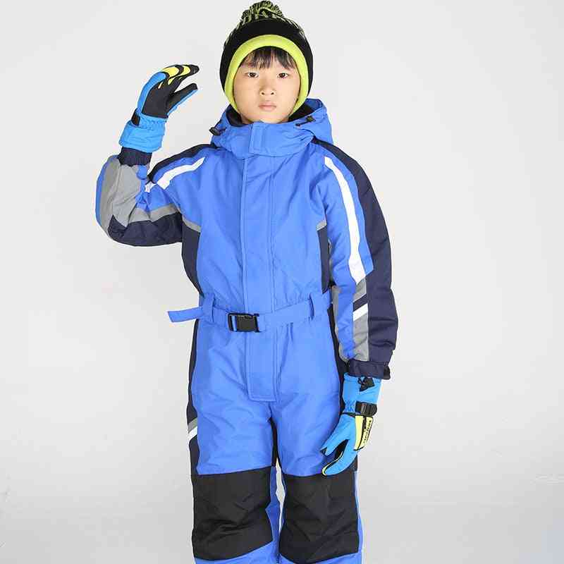 Winter One-piece Waterproof Ski Suit-boys Warm Jumpsuit, Thermal Outdoor Suit