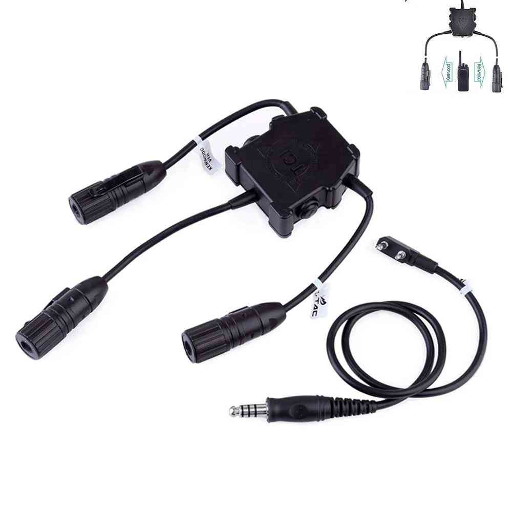 Headset Accessories Airsoft Connector Simultaneous Connection Of Two Walkie-talkie