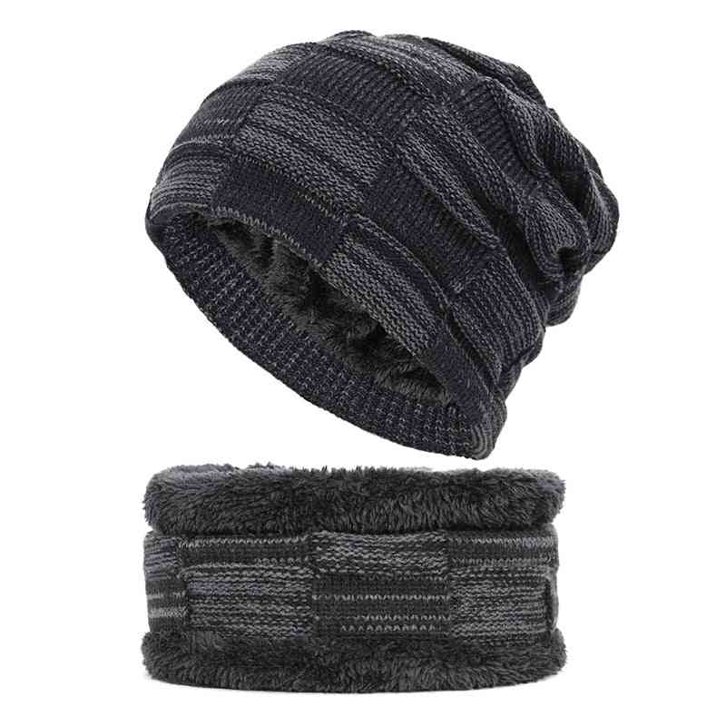 Women / Men Thick Lining Casual Winter Hat Set
