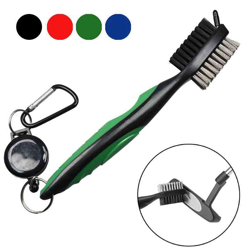 Golf Club Brush Groove Cleaner With Retractable, Zip-line And Aluminum Carabiner, Cleaning Tools